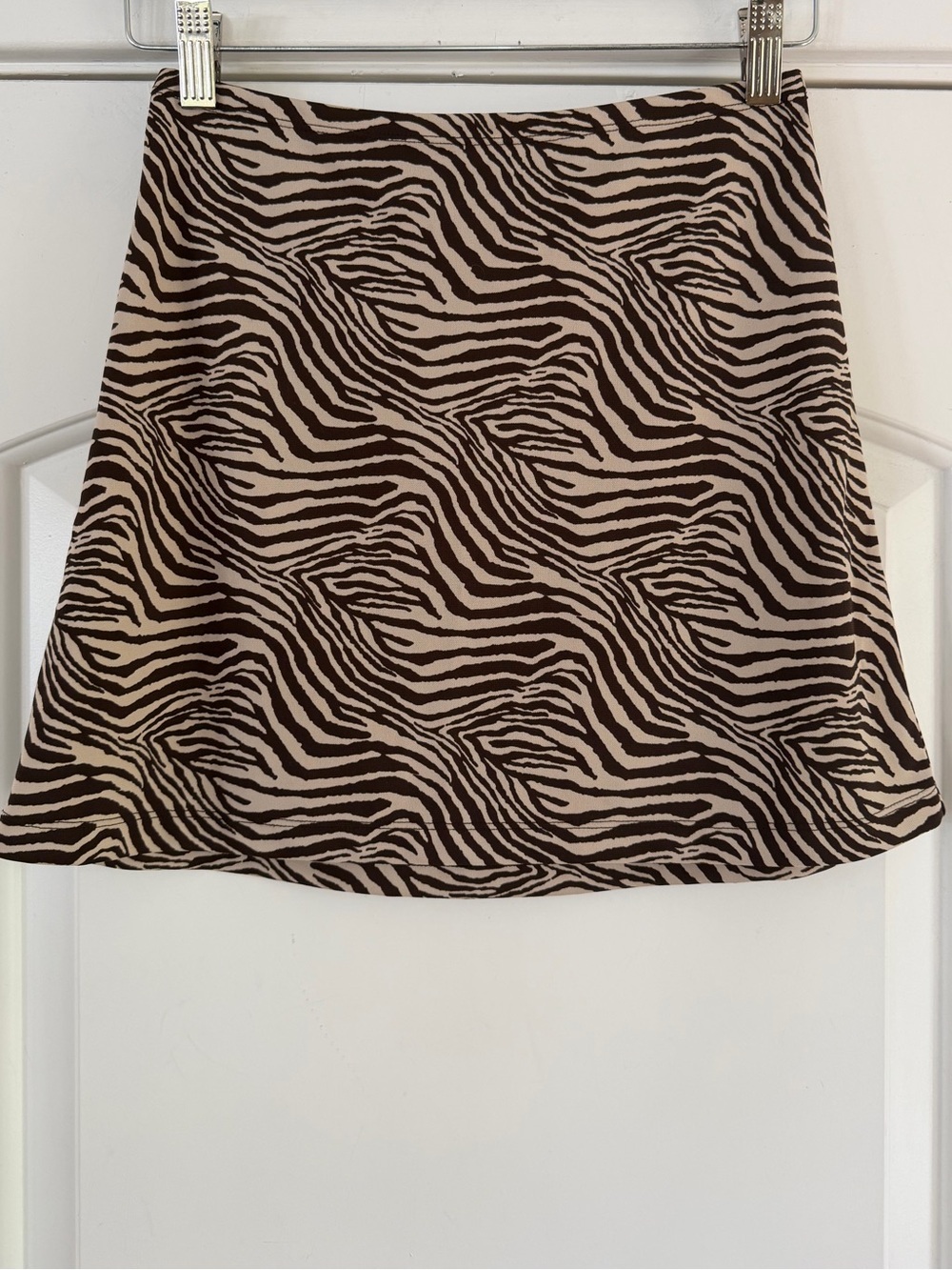 Vintage Express Zebra Print Mini Skirt Brown - XS